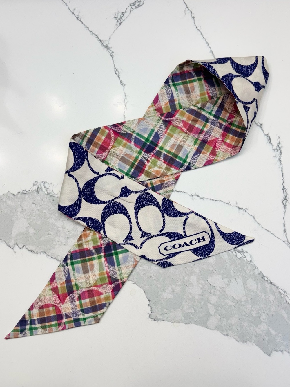 Coach Poppy Signature C Two-Sided 33” Mini Silk Scarf/Ascot